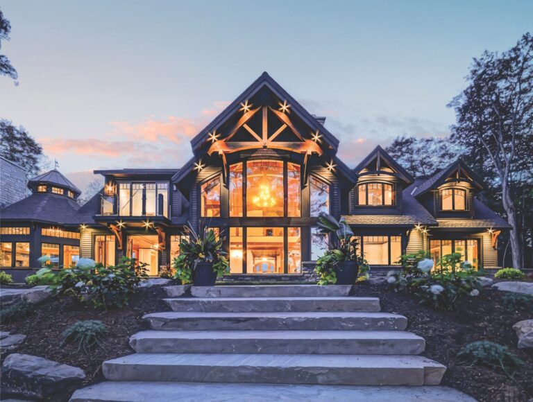 Exterior view of luxury custom home finished by Bedrock Finishes Inc.